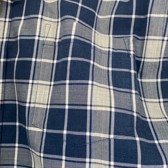 Mens: lands end blue plaid button down - Picture 2 of 4